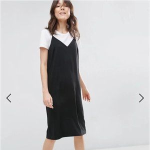 ASOS midi cami slip dress, black, size 4